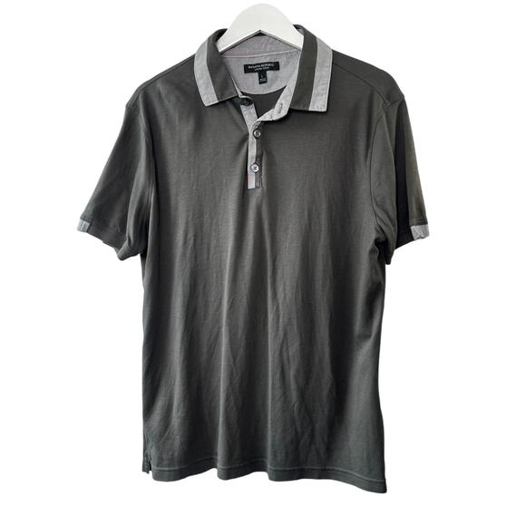 Banana Republic Luxury Touch Gray Short Sleeve Polo Shirt Men's Large - Picture 1 of 5